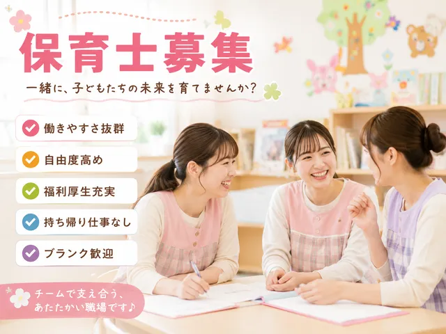 【保育士】[正社員]神奈川駅チカ！実質年休138日＆残業ほぼゼロ！自由度高め◎働きやすさ抜群！