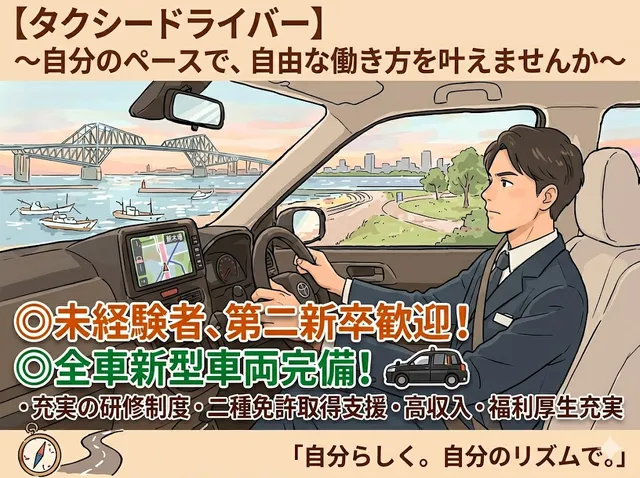 【タクシードライバー】未経験から高収入を目指せる！業界大手で安定勤務
