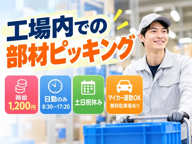 【工場内ピッキング】小山市｜洗面化粧台の部材供給・組立ラインへの運搬｜未経験歓迎｜派遣社員